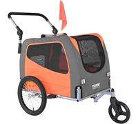 VEVOR Dog Bike Trailer, Supports up to 66 lbs, 2-in-1 Pet Stroller Cart Bicycle Carrier, Easy Folding Cart Frame with Quick Release Wheels, Universal