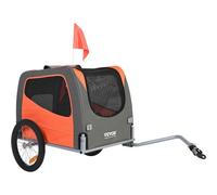 VEVOR Dog Bike Trailer, Supports up to 66 lbs, Pet Cart Bicycle Carrier, Easy Folding Frame with Quick Release Wheels, Universal Bicycle Coupler, Reflectors, Flag, Collapsible to Store, Orange/Gray