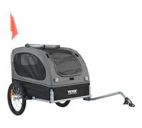 VEVOR Dog Bike Trailer, Supports up to 88 lbs, Pet Cart Bicycle Carrier, Easy Folding Frame with Quick Release Wheels, Universal Bicycle Coupler, Reflectors, Flag, Collapsible to Store, Black/Gray