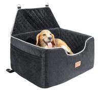 VEVOR Dog Car Seat, Dog Booster Seat for Car with A Storage Pocket, Pet Seat with Clip-On Safety Leash, Sponge Filling, Bed for Medium & Large Dogs up to 55 lbs, Black