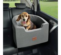 VEVOR Dog Car Seat, Waterproof Dog Booster Seat for Car with a Storage Pocket, Clip-On Safety Leash and Sponge Filling, Pet Bed for Small & Medium Dogs up to 55lbs, Gray