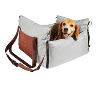 VEVOR Dog Car Seat, Waterproof Dog Booster Seat for Car with Side Handles and a Storage Pocket, Clip-On Safety Leash and PP Cotton Filling, Vehicle Bed for Small Dogs up to 25lbs, Gray