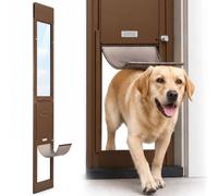 VEVOR Dog Door for Sliding Glass Door 1927 mm to 2040 mm Adjustable Height | Sliding Glass Pet Door for Renters, Aluminum Alloy Frame with Rotating Hinges, Lock Design, 260.4 x 412.8 mm Flap, Brown