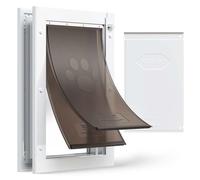 VEVOR Dog Flap (Medium) with Double Magnetic Flaps & Metal Frame, Weatherproof Cat Flap for Indoor and Outdoor Doors, Cat Door, Dog Door, Pet Flap, White, 26.04 x 41.28 cm (Width x Height)