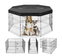 VEVOR Dog Playpen, 8 Pcs 30"H x 24"W Panels Foldable Metal Pet Exercise Pen, Dog Fence Indoor and Outdoor Pen with Door, 600D Oxford Fabric Top Cover, Pet Playpen for Dogs, Cats, Other Small Animals