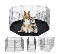 VEVOR Dog Playpen, 8 Pcs 30"H x 24"W Panels Foldable Metal Pet Exercise Pen, Dog Fence Indoor and Outdoor Pen with Door, 600D Oxford Fabric Bottom Pad, Pet Playpen for Dogs, Cats, Other Small Animals