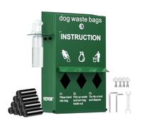 VEVOR Dog Poop Bag Dispenser with Hand Wash Bottle, Lockable Outdoor Dog Waste Bag Holder with 600 Waste Bags, Stake,Pole, Fence & Wall Mounted Dog Poop Bag Storage, Pet Waste Station for Porch, Lawn