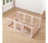 VEVOR Dog Whelping Box, 60x39x23 in Plastic Dog Whelping Pen for Medium Sized Dogs, Waterproof Transparent Puppy Playpen with Windows & Door Lock, Easy to Clean, Durable Indoor Pet Dogs Cats Birth Kit