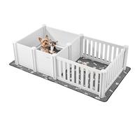 VEVOR Dog Whelping Box, 73x38x19.7 in, Plastic Dog Whelping Pen with Adjustable Height Door, Puppy Playpen with Waterproof Pee Pad, Easy to Clean, Durable Indoor Pet Birth Kit for Medium Sized Dogs
