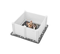 VEVOR Dogs Whelping Box, 38.6 x 38.6 x 18.1 inch, Plastic PVC Puppies Playpen with Height Adjustable Door and Washable Pee Pad, Anti-Deformation Indoor Puppy Play Pen for Medium Breed Dogs, Milk White
