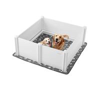 VEVOR Dogs Whelping Box, 48 x 48 x 18.1 inch, Plastic PVC Puppies Playpen with Height Adjustable Door and Washable Pee Pad, Anti-Deformation Indoor Puppy Play Pen for Large Breed Dogs, Milk White