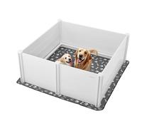 VEVOR Dogs Whelping Box, 60 x 60 x 24 inch, Plastic PVC Puppies Playpen with Height Adjustable Door and Washable Pee Pad, Anti-Deformation Indoor Puppy Play Pen for Extra Large Breed Dogs, Milk White