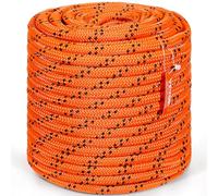 VEVOR Double Braided Polyester Rope, 3/4 in x 220 ft, 24 Strands, 20000 LBS Breaking Strength Outdoor Climbing Rope, Arborist Rigging Rope for Rock Hiking Camping Swing Rappelling Rescue, Orange/Black