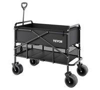 Vevor Double Decker Foldable Wagon Cart 400L Heavy Duty Trolley All-Terrain Wheels Supports 450Lbs Ergonomic Handle Cup Holders