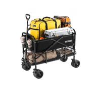VEVOR Double Decker Wagon Collapsible, 300L Heavy Duty Folding Wagon Cart, Extended Long Garden Cart with All-Terrain Wheels, Support Up to 450lbs, Outdoor Utility Wagon for Camping, Sports, Shopping
