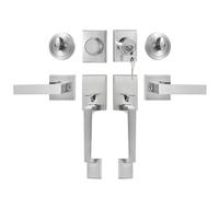 VEVOR Double Door Handle Set Double Door Lock Set with Reversible Handle Lever Satin Nickel Square Door Lever Heavy Duty Double Front Door Handle