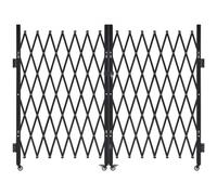VEVOR Double Folding Security Gate, Lockable Scissor Gate with 360° Swivel Casters, Outdoor Barricade Steel Retractable Gates, for Entry Security, Gar
