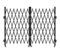 VEVOR Double Folding Security Gate, Lockable Scissor Gate with 360° Swivel Casters, Outdoor Barricade Steel Retractable Gates, for Entry Security, Garage, Warehouse & Pool, 145.67 x 63.19 in (W x H)