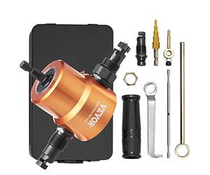 VEVOR Double Head Sheet Metal Nibbler Cutter, 360 Degree Metal Nibbler Drill Attachment with Extra Punch and Die, Cutting Hole Accessory and Step Drill Bit, for Straight Curve and Circle Cutting