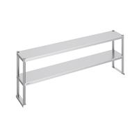 VEVOR Double Overshelf, Double Tier Stainless Steel Overshelf, 12 x 72 Inch Double Deck Overshelf, Height Adjustable Overshelf Prep Work Table for Kitchen, Restaurant and Workshop