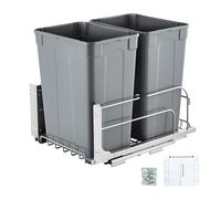 VEVOR Double Pullout Waste Container Kitchen Trash Can Soft Close Grey 35QTx2