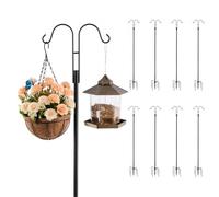 VEVOR Double Shepherds Hooks for Outdoor, 8 Pack 1950 mm Heavy Duty Bird Feeder Pole, 19 mm Thick Garden Hooks for Hanging Hummingbird Feeder, Plant B