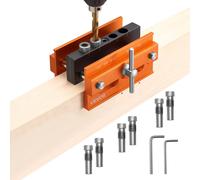 VEVOR Doweling Jig Kit Self Centering Dowel Drill Jig for Straight Holes Aluminum Alloy Woodworking Tools with 6 Drill Guide Bushings Adjustable W