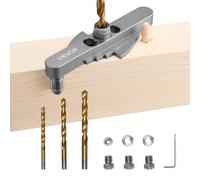 VEVOR Doweling Jig Kit, Self Centering Dowel Drill Jig for Straight Holes, with Drill Bit Set 6.4/7.9/9.5 mm and Drill Bit Stop Collar Set, Aluminum Alloy Woodworking Tools for Drilling, Marking