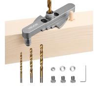 VEVOR Doweling Jig Kit, Self Centering Dowel Drill Jig for Straight Holes, with Drill Bit Set 6.4/7.9/9.5 mm and Drill Bit Stop Collar Set, Aluminum Alloy Woodworking Tools for Drilling, Marking