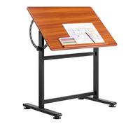 VEVOR Drafting Table, Adjustable 0°-90° Tilt Drawing Desk, Portable Artist Table with Black H-Frame and Brown Desktop, Wooden Painting Desk Craft Workstation for Reading, Writing, Crafting, Meeting