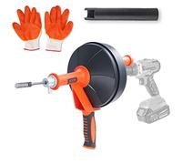 VEVOR Drain Auger 25Ft, Plumbing Snake with Drill Attachment, Plumbers Snake Drain Clog Remover for Kitchen Bathroom Shower Sink with Protective Hose and Gloves