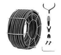 VEVOR Drain Cleaning Cable 100 FT x 3/4 Inch, Solid Core Steel Drain Cleaner Cable with 4 Cutters for 3.9" to 7.9" Pipes, Professional Inner Core Sewer Drain Auger Cable for Sink, Floor Drain, Toilet