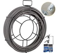 VEVOR Drain Cleaning Cable 50 Feet x 3/8 Inch Pipe Drain Cleaning Cable Sewer Drain Auger Snake Drain Auger Cable Cleaner Snake Clog Pipe Solid Core Cable Sewer Cable