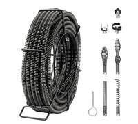 VEVOR 66ft5/8 Cleaning 66 FT x 5/8 Inch, Professional Sectional Cleaner 7 Cutters for 0.8" to 3.9" Pipes, Hollow Core Sewer Auger Cable for Sink, Floor Drain, Toilet, Silver