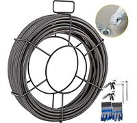 VEVOR Drain Cleaning Cable 75 Feet x 3/8 Inch Solid Core Cable Sewer Cable Drain Auger Cable Cleaner Snake Clog Pipe Drain Cleaning Cable Sewer Drain Auger Snake Pipe