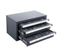 VEVOR Drill Bit Dispenser Cabinet, Three-Drawer Drill Bit Organizer Cabinet for 1/16" to 1/2", Thick Steel Dispenser Organizer with Labels, Quick Size Identification, Stackable for Efficient Storage