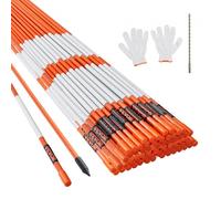 VEVOR Driveway Markers, 100PCS 122 cm, 0.79 cm Diameter, Orange Fiberglass Poles Snow Stakes with Reflective Tape, 30.48 cm Steel Drill Bit & Protecti