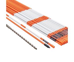 VEVOR Driveway Markers, 30 PCS 48 inch, 0.4 inch Diameter, Orange Fiberglass Poles Snow Stakes with Reflective Tape, 12" Steel Drill Bit & Protection Gloves for Parking Lots, Walkways Easy Visibility