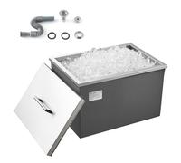 VEVOR Drop in Ice Chest, 20"L x 14"W x 12"H (508 x 355 x 306 mm) Stainless Steel Drop in Cooler, 30L Commercial Ice Bin with Pot Lid for Outdoor, Drain-pipe Set Included, for Cold Wine Beer