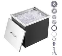 VEVOR Drop in Ice Chest, 21"L x 17"W x 18"H Stainless Steel Ice Cooler, Commercial Ice Bin with Cover, 40 qt Outdoor Kitchen Ice Bar, Drain-pipe and Drain Plug Included, for Cold Wine Beer