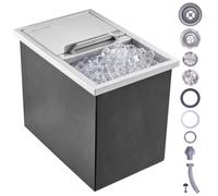 VEVOR Drop in Ice Chest, 46 cm L x 30.5 cm W x 36.8 cm H Stainless Steel Ice Cooler, Commercial Ice Bin with Sliding Cover, 38.7 L Outdoor Kitchen Ice