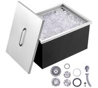 VEVOR Drop in Ice Chest, 51 cm L x 36 cm W x 30.5 cm H Stainless Steel Ice Cooler, Commercial Ice Bin with Cover, 37.9 L Outdoor Kitchen Ice Bar, Drai