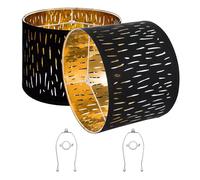 VEVOR Drum Lamp Shade 2 Set, 13 in Top x 13 in Bottom x 10 in High, Medium Drum Lampshade with Harp, Replacement Lamp Shade for Table Lamps Floor Lamps Pendant Lights, Black Hollow-Carved Design