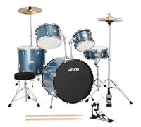 VEVOR Drum Set, 5-Piece 22 in Junior Drum Sets, Beginner Drums Set with Adjustable Throne, Cymbal, and Drumsticks, Musical Learning Drums Instrument Kit, for Beginner, Teens & Student (Gravel Blue)