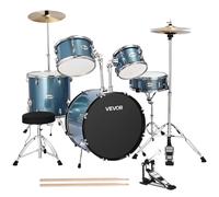 VEVOR Drum Set, 5-Piece 22 in Junior Drum Sets, Beginner Drums Set with Adjustable Throne, Cymbal, and Drumsticks, Musical Learning Drums Instrument Kit, for Beginner, Teens & Student (Gravel Blue)