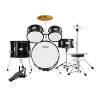 VEVOR Drum Set for Kids Beginner Junior Drum Kit with Adjustable Throne Sticks Cymbal Pedal Tom Snare Bass Starter Drumset for Children (Black