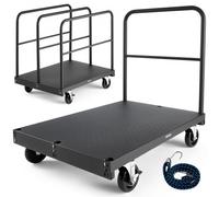 VEVOR Drywall Cart Dolly, 816 kg Load Capacity, 2-in-1 Steel Panel Truck Cart with 12.5 mm Swivel Casters, 91.4 x 61 cm Platform Truck with 4 Side Han