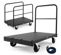 VEVOR Drywall Cart Dolly, 816 kg Load Capacity, 2-in-1 Steel Panel Truck Cart with 12.5 mm Swivel Casters, 91.4 x 61 cm Platform Truck with 3 Side Han