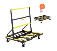 VEVOR Drywall Cart Dolly, 816 kg Load Capacity, Steel Panel Dolly with 4 Swivel Casters & Expandable Deck, Foldable Panel Truck Cart with Tie-Down Strap for Handling Plywood, Plasterboard, Glass