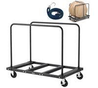 VEVOR Drywall Cart Dolly, 816 kg Load Capacity, Steel Panel Truck Cart | with 12.5mm Swivel Casters, Lumber Drywall Dolly with Tie-Down Strap&2 Side Handrails for Factory, Warehouse, Garage, Black